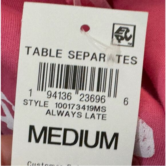 Jenni Intimates Pajama Top Womens Medium Pink ALWAYS LATE Lounge Sleep Basic - Picture 6 of 7